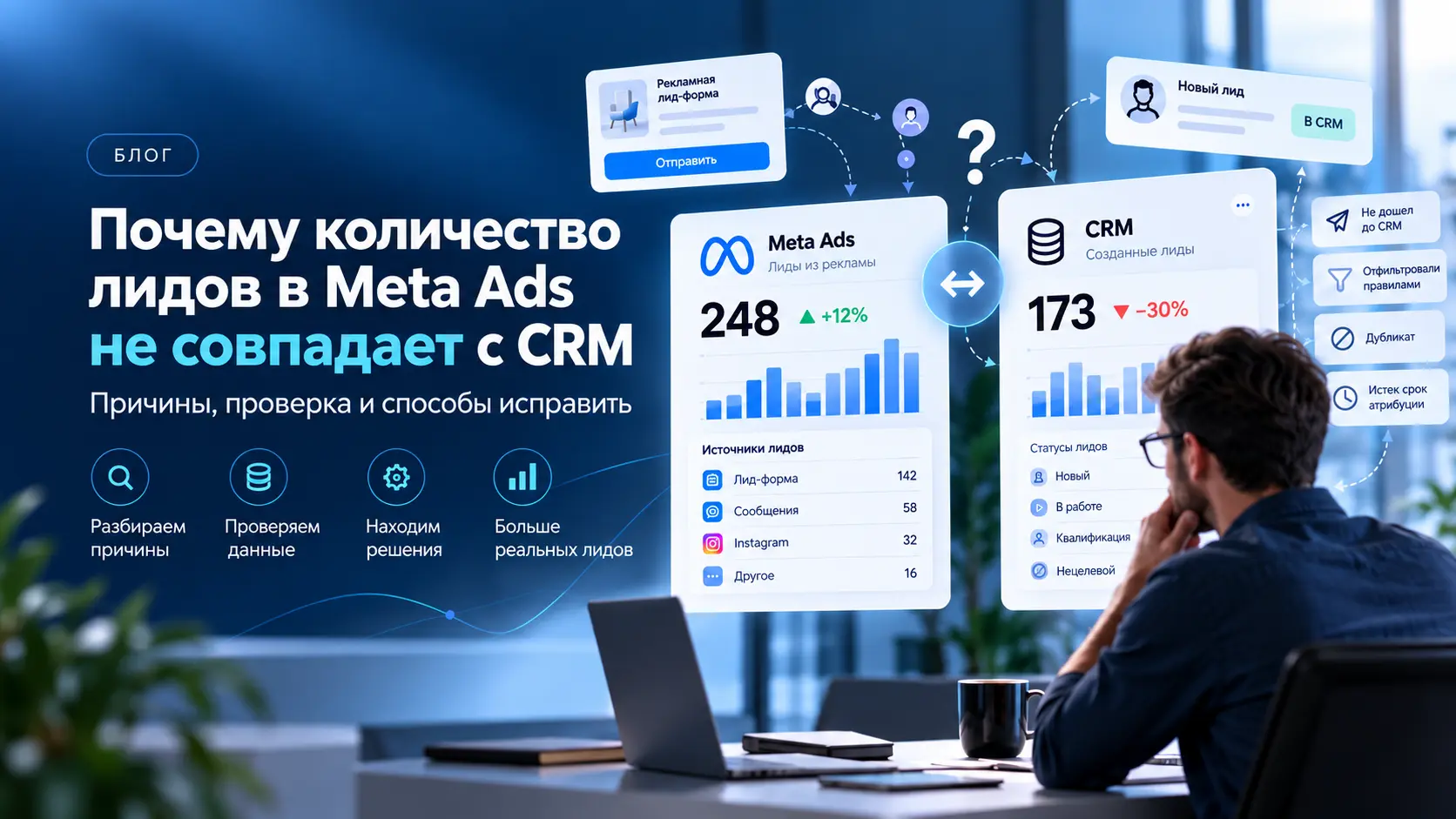 Почему количество лидов в Meta Ads не совпадает с CRM